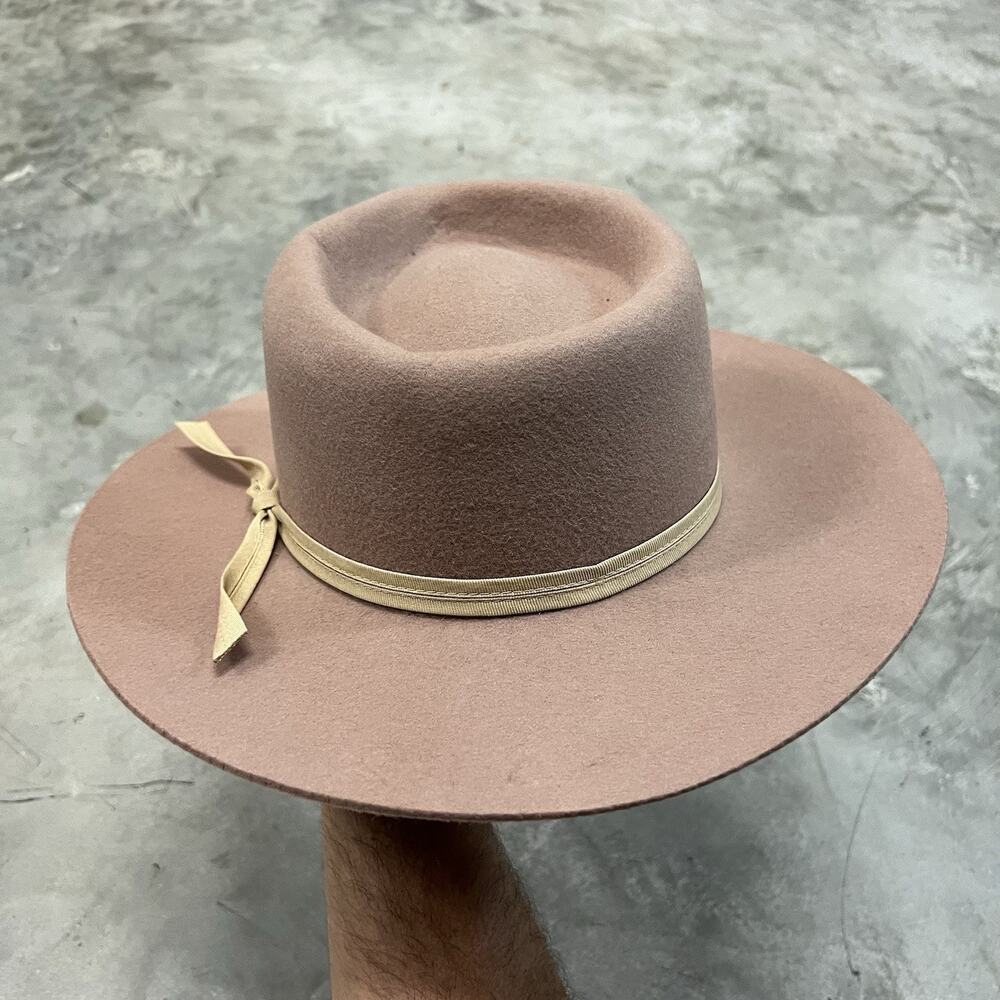 Lack Of Color Blush Pink Wide Brim Fedora with Cream Band